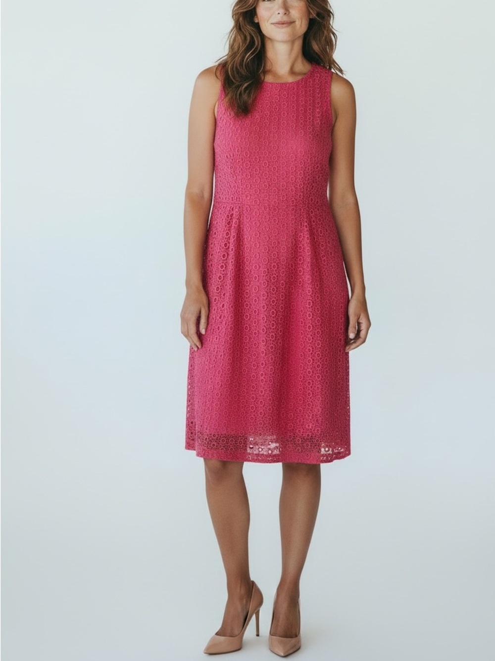 Garnet Hill Eyelet Dress Size 8 Cotton Elegant Spring Summer Wedding Guest